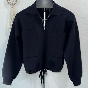 THEORY Cropped Zip Up in Inkwell